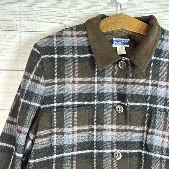 Vintage Pendleton Jacket Plaid Wool USA Women’s Size 18 Tall - Picture 3 of 11